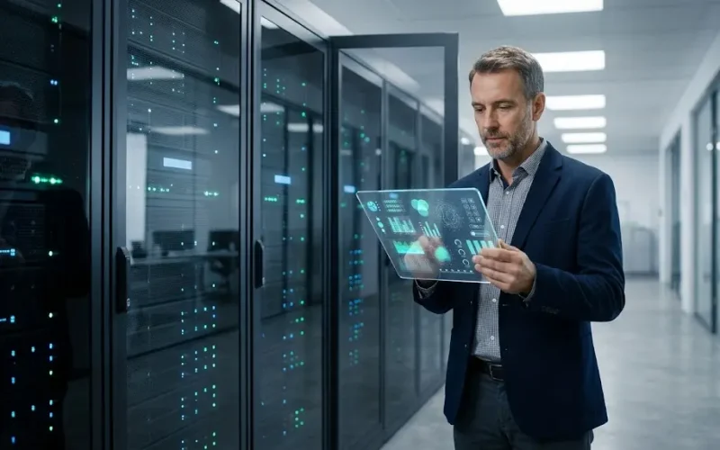 Un director de tecnología analizando la arquitectura de soluciones de IA a medida en la infraestructura privada de la empresa.