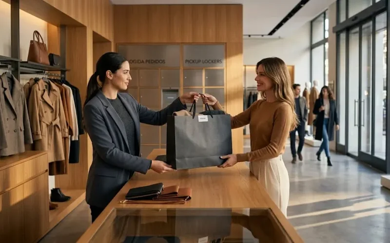 Estrategias omnicanal en retail de moda con integración de puntos de retiro Click and Collect en tiendas de indumentaria.