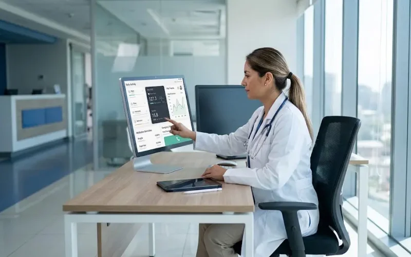 Plataforma de videoconsulta cifrada y ficha medica virtual integrada en soluciones de telemedicina para clinicas ambulatorias.